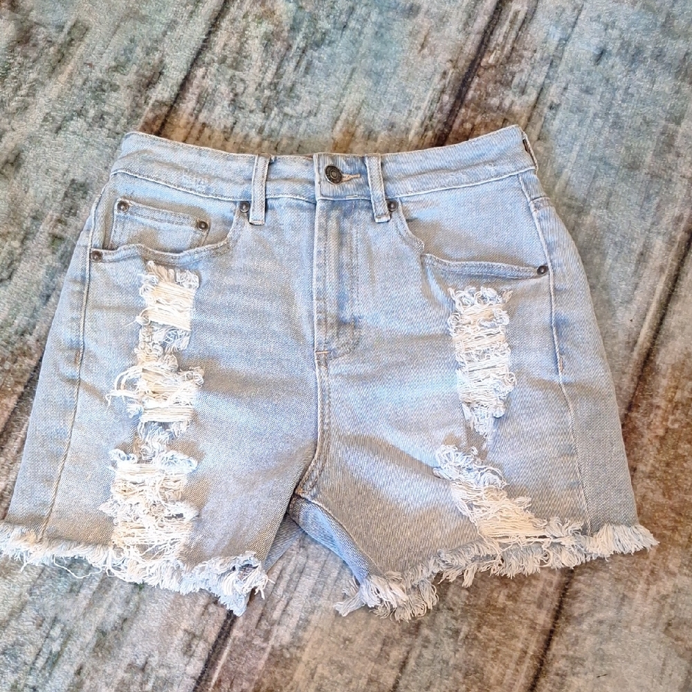 Almost Famous Light Blue Distressed Denim Jean Shorts